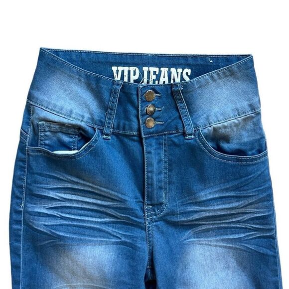 Womens VIP Jeans 3 Button Fly Cropped High Waisted Jeans - Sz 1 ( 25 ) - Picture 2 of 3